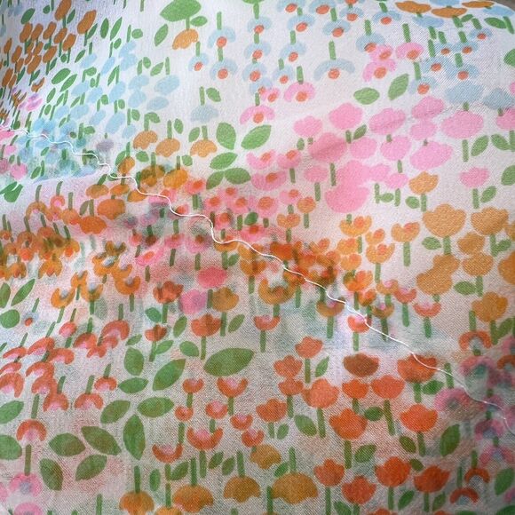 Vintage Saks Fifth Avenue 70's Tulip Print‎ Chiffon Lace Robe - Picture 9 of 11